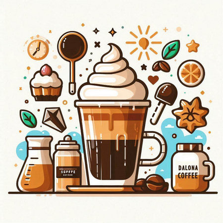 Coffee and sweets set. Vector illustration in flat style.のイラスト素材