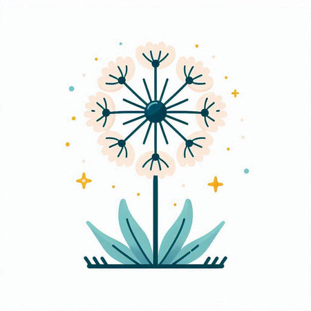 Dandelion flower. Vector illustration in doodle style.のイラスト素材