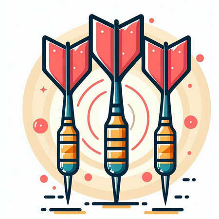 Darts vector illustration, flat style. Dartboard and arrow.のイラスト素材