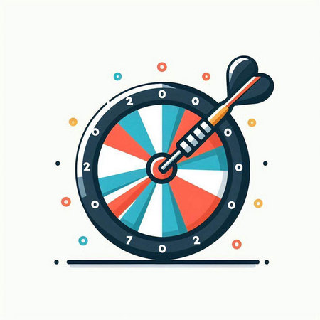Dartboard with dart on white background. Vector flat illustration.のイラスト素材