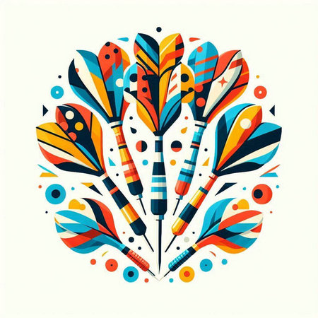 Vector illustration of colorful arrows in circle shape. Hand drawn design element.のイラスト素材