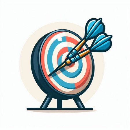 Dartboard icon on white background. Vector illustration in cartoon style.のイラスト素材