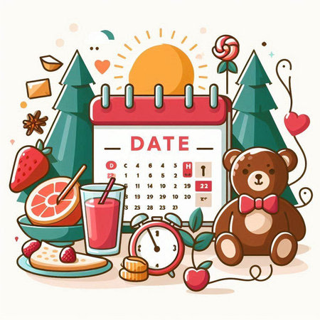 Vector illustration of a calendar with the date of Valentine's Day.のイラスト素材