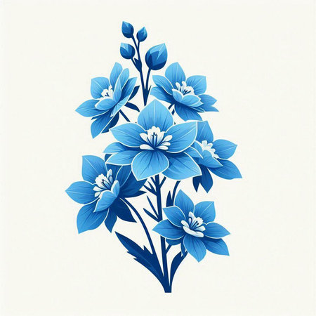 Blue flowers on a white background. Vector illustration for your design.のイラスト素材