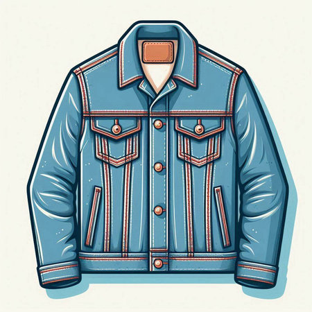 Denim jacket. Vector illustration of a jacket with a collar.のイラスト素材