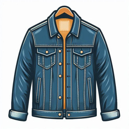 Men's denim jacket isolated on a white background. Vector illustration.のイラスト素材