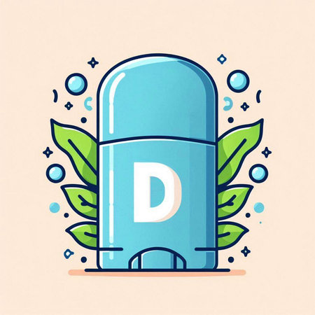 Vector illustration of deodorant with letter D in flat linear style.のイラスト素材