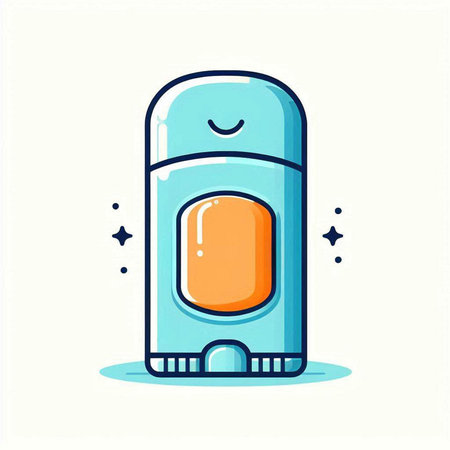 Vector illustration of a blue shampoo bottle with a drop of liquid.のイラスト素材