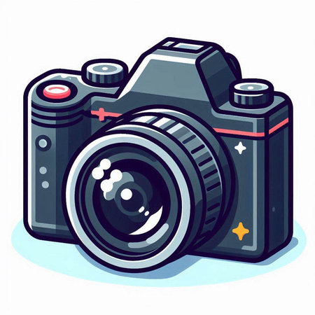 Vector illustration of a camera isolated on white background. Hand drawn.のイラスト素材