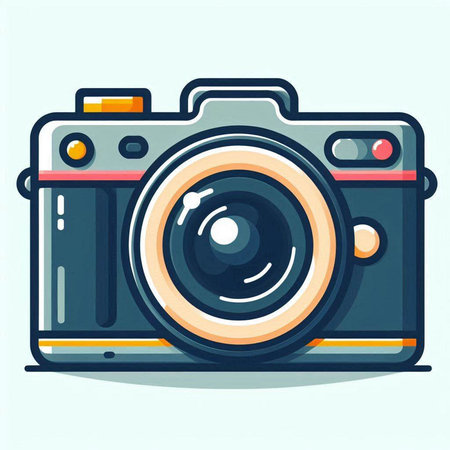 Retro camera. Vector illustration in flat style. Isolated on white background.のイラスト素材