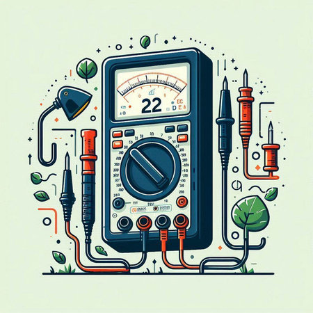 Multimeter. Electrical equipment. Vector illustration in flat line style.のイラスト素材