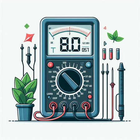 Digital multimeter. Vector illustration in flat style on a light background.のイラスト素材