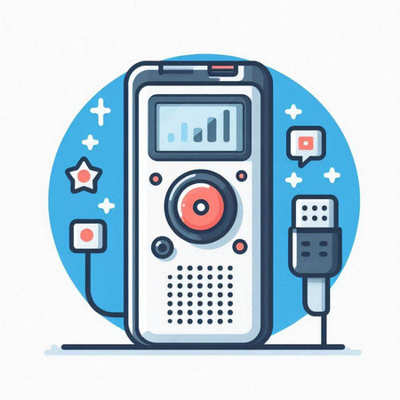 Music player with headphones on white background. Vector illustration in flat style.のイラスト素材