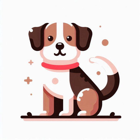 Cute cartoon dog sitting. Vector illustration on a white background.のイラスト素材