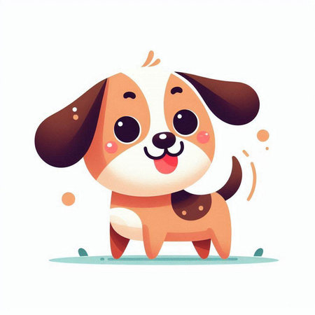 Cute cartoon dog isolated on a white background. Vector illustration.のイラスト素材