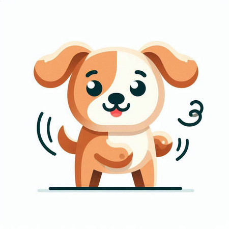 Cute cartoon dog on a white background. Vector illustration in a flat style.のイラスト素材