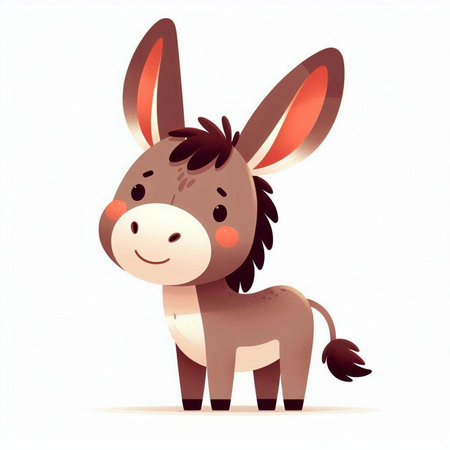 Cute cartoon donkey isolated on a white background. Vector illustration.のイラスト素材