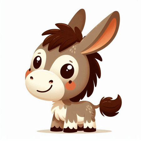 Cute cartoon donkey. Vector illustration isolated on a white background.のイラスト素材