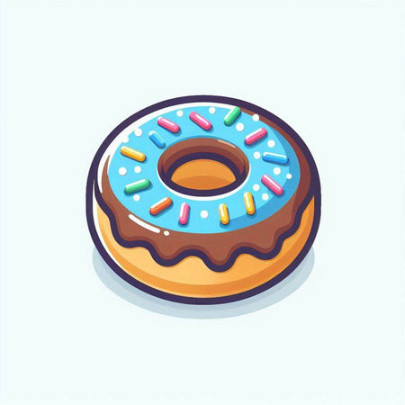 Donut icon. Vector illustration of donut with sprinkles.のイラスト素材