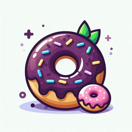 Donut vector illustration. Sweet donut with glaze and sprinkles.のイラスト素材