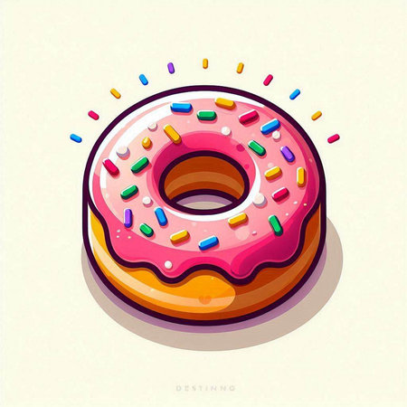 Donut with sweet glaze and sprinkles, vector illustration.のイラスト素材