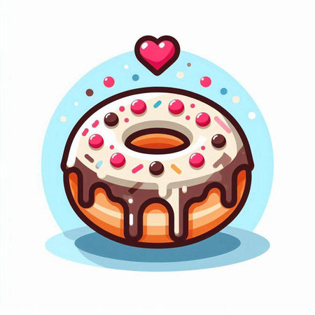 Sweet donut with glaze and sprinkles. Vector illustration.のイラスト素材