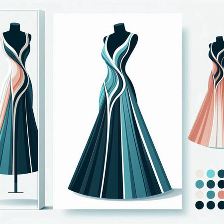 Fashionable dress design template. Vector illustration in retro style.のイラスト素材