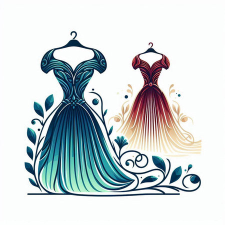 Wedding dress design. Hand drawn vector illustration on white background.のイラスト素材