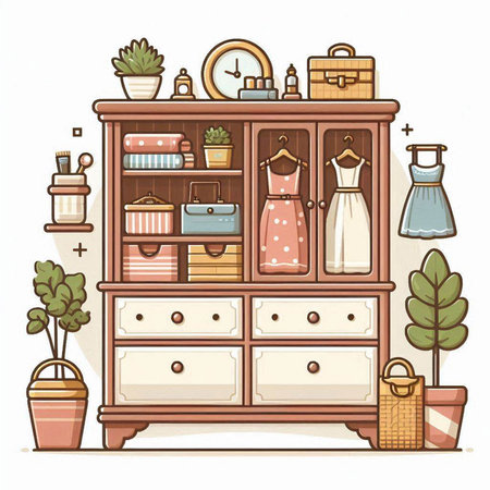 Furniture in the interior of the house. Vector illustration.のイラスト素材