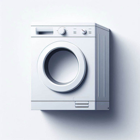 Washing machine on a white background. 3d illustration. Isolatedのイラスト素材