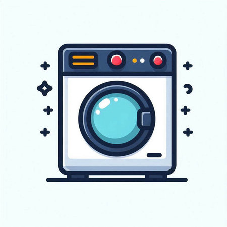Washing machine icon. Vector illustration in flat style. Isolated on white background.のイラスト素材