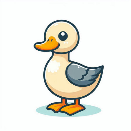 Duck isolated on white background. Cute cartoon vector illustration.のイラスト素材