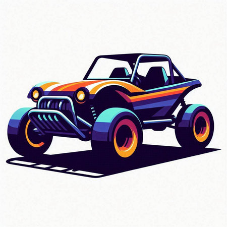 Vector illustration of a retro car in the style of the 80s.のイラスト素材