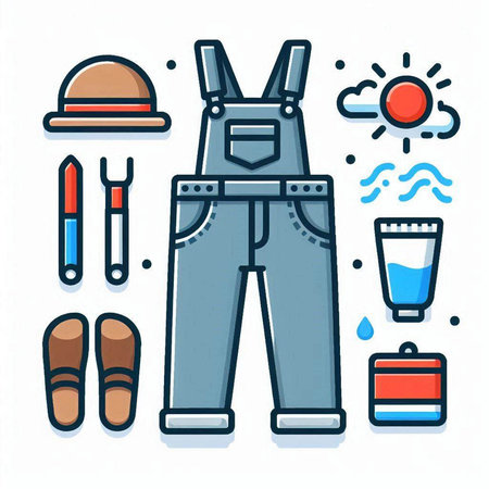 Set of icons of clothes and accessories for men. Vector illustration.のイラスト素材