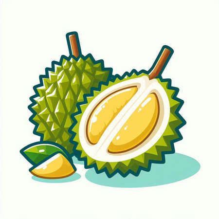 durian fruit isolated on a white background. vector illustration.のイラスト素材