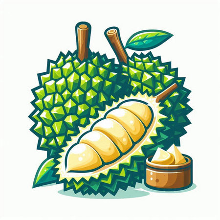durian fruit on white background, vector illustration, eps10のイラスト素材