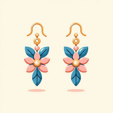 illustration of earrings in pastel colors on light background.のイラスト素材