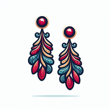 Illustration of earrings with precious stones. Jewelry design element.のイラスト素材