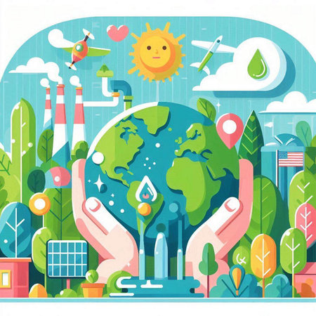 Ecology concept. Save the planet. Vector illustration in flat styleのイラスト素材
