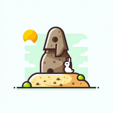 Mongolian stone house flat icon. Vector illustration for web designのイラスト素材