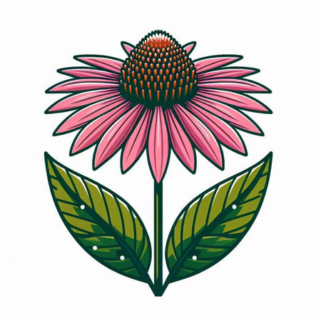 Echinacea flower. Hand drawn vector illustration isolated on white background.のイラスト素材