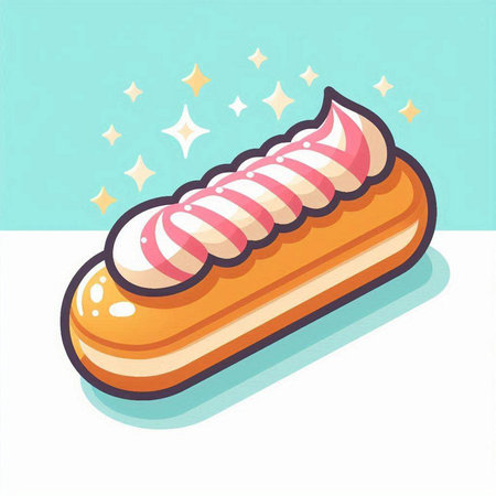 Illustration of an eclair on a white background with stars.のイラスト素材