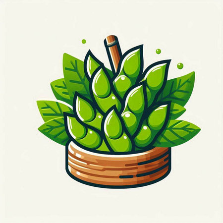 Aloe vera plant in a wooden basket. Vector illustration.のイラスト素材