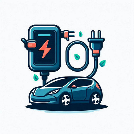 Electric car charging station vector illustration. Electric car charging station icon.のイラスト素材