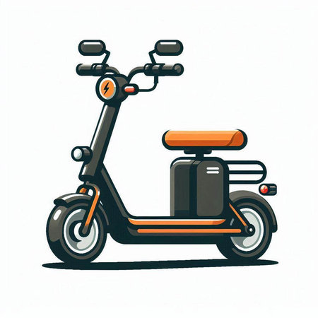 Vintage scooter on white background. Hand drawn vector illustration.のイラスト素材