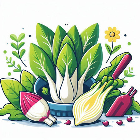 Vegetable vector illustration of vegetables and herbs. Healthy food.のイラスト素材