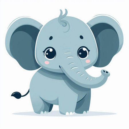 Cute baby elephant. Vector illustration isolated on a white background.のイラスト素材