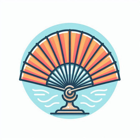 Folding fan icon. Hand drawn vector illustration in flat style.のイラスト素材