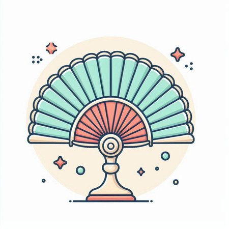 Folding fan color line icon. Vector illustration. Isolated outline drawingのイラスト素材