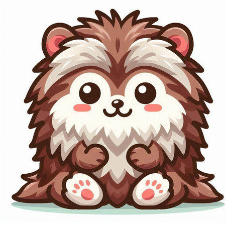 Cute hedgehog sitting and smiling on white background. Vector illustration.のイラスト素材